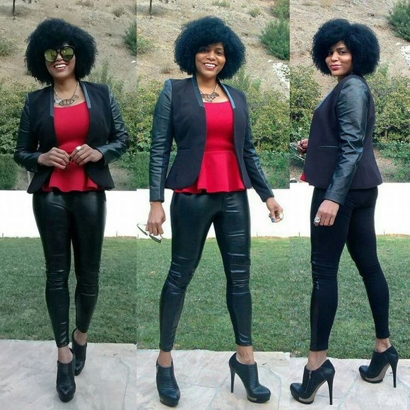 Mixed Media Leather Blazer - Picture 3 of 6